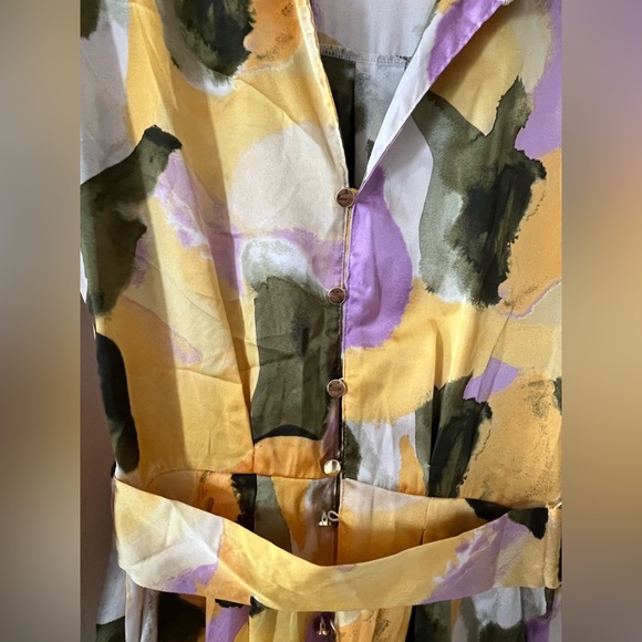 French Connection Multicolor Abstract Print Women's Shirt Dress Size Small - Picture 7 of 16
